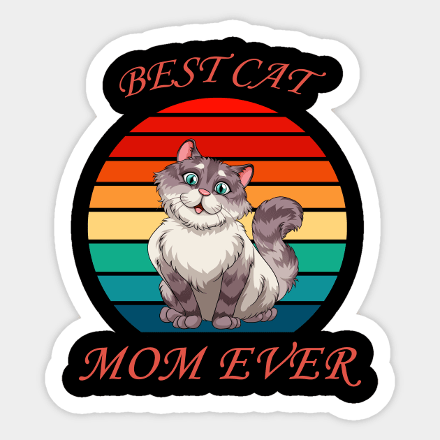 Vintage Best Cat Mom Ever Cat Mama Mother Gift for Women Sticker by Trendy_Designs